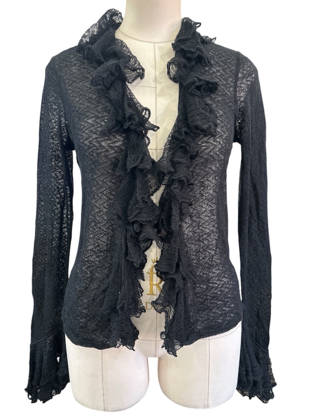 Ralph Lauren Black Label delicate knit lace cardigan sweater